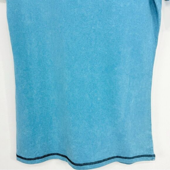 Delila Texas Teal Rodeo Cowboy Graphic V Neck Studded Short Sleeve Shirt NEW - Picture 12 of 16